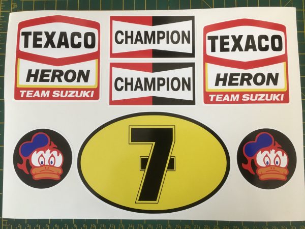 BARRY SHEENE TEXACO HERON TEAM SUZUKI CHAMPION No 7 LARGE Decals Stickers