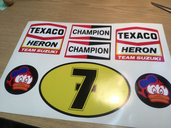 BARRY SHEENE TEXACO HERON TEAM SUZUKI CHAMPION No 7 LARGE Decals Stickers - Image 2