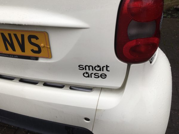 2 x Smart car Smart Arse Vinyl, Decals, Sticker, Car, Bumper Decal Eu, Funny - Image 2